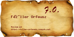 Füller Orfeusz névjegykártya